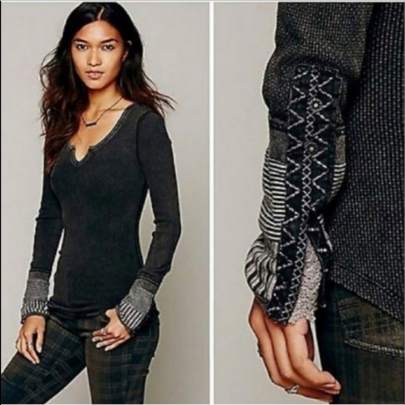 Free People Tops - Free People Black Kyoto Cuff Thermal